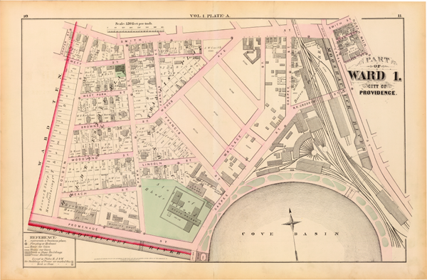 GM Hopkins 1875 Map of Providence, RI Ward 1, Vol. 1, Plate A
